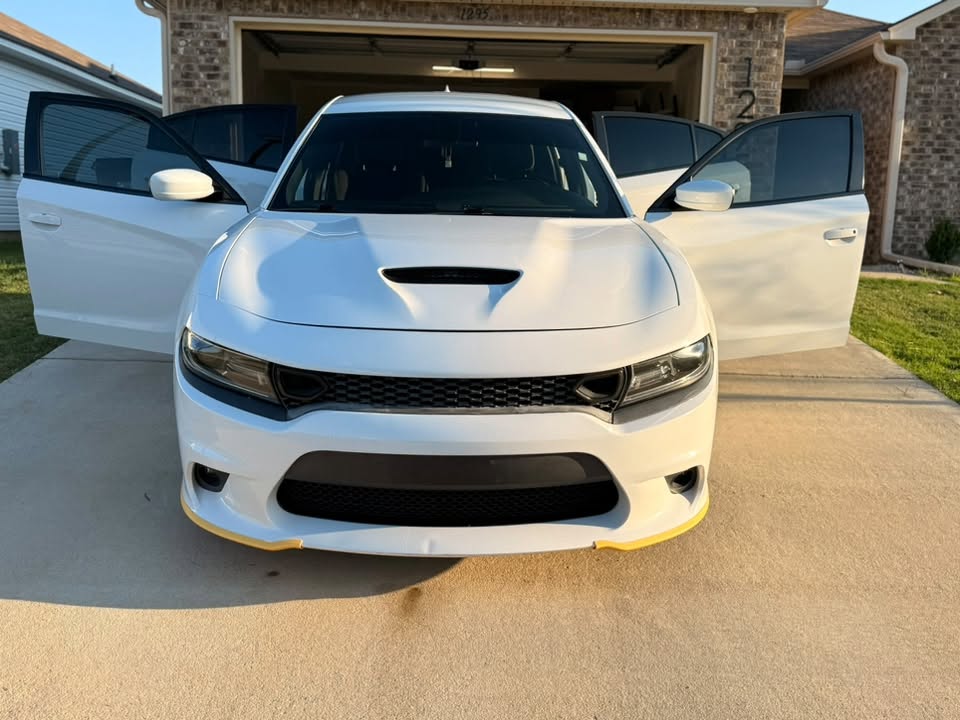 Finished white Charger with doors open